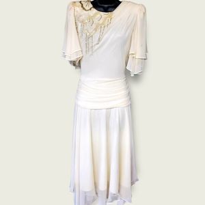 Rare Vintage 1980s Samuel Scott Drop Waisted Beaded Dress